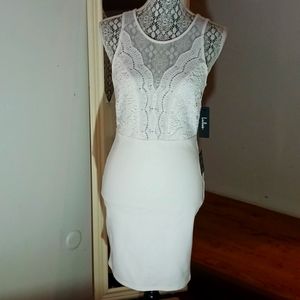 NWT Lulu's White Mesh/Lace Mini Dress